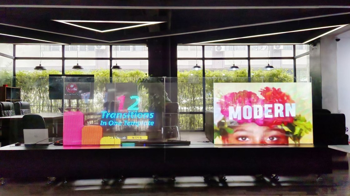 Indoor Waterproof Transparan LED Signage, Multicolor LED Transparan Film Screen